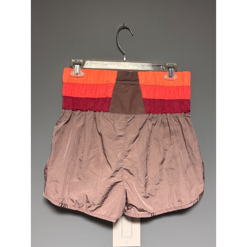 Free People FP Movement The Way Home Shorts Mauve Orange Colorblock High Rise M - Picture 2 of 5